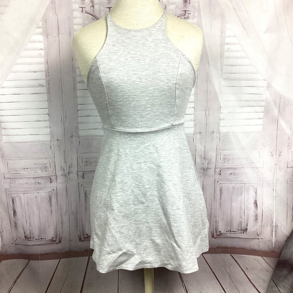 Lulus Grey Skater Dress Cross Back Sleeveless S
